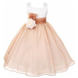Little Girl Big Organza Satin Summer Graduation Wedding Flower Girl Dress 2-12
